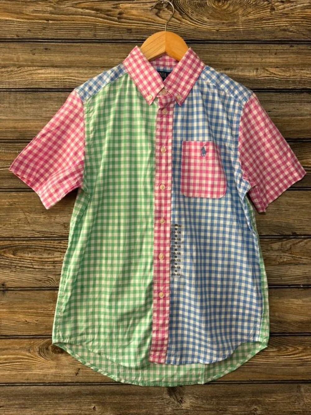 Polo Ralph Lauren Big Boy's Colorblock Gingham Fun Shirt Sz M